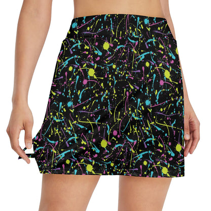 Splatter Multicolor Print Design LKS302 17" Golf & Pickleball Skort with Pockets