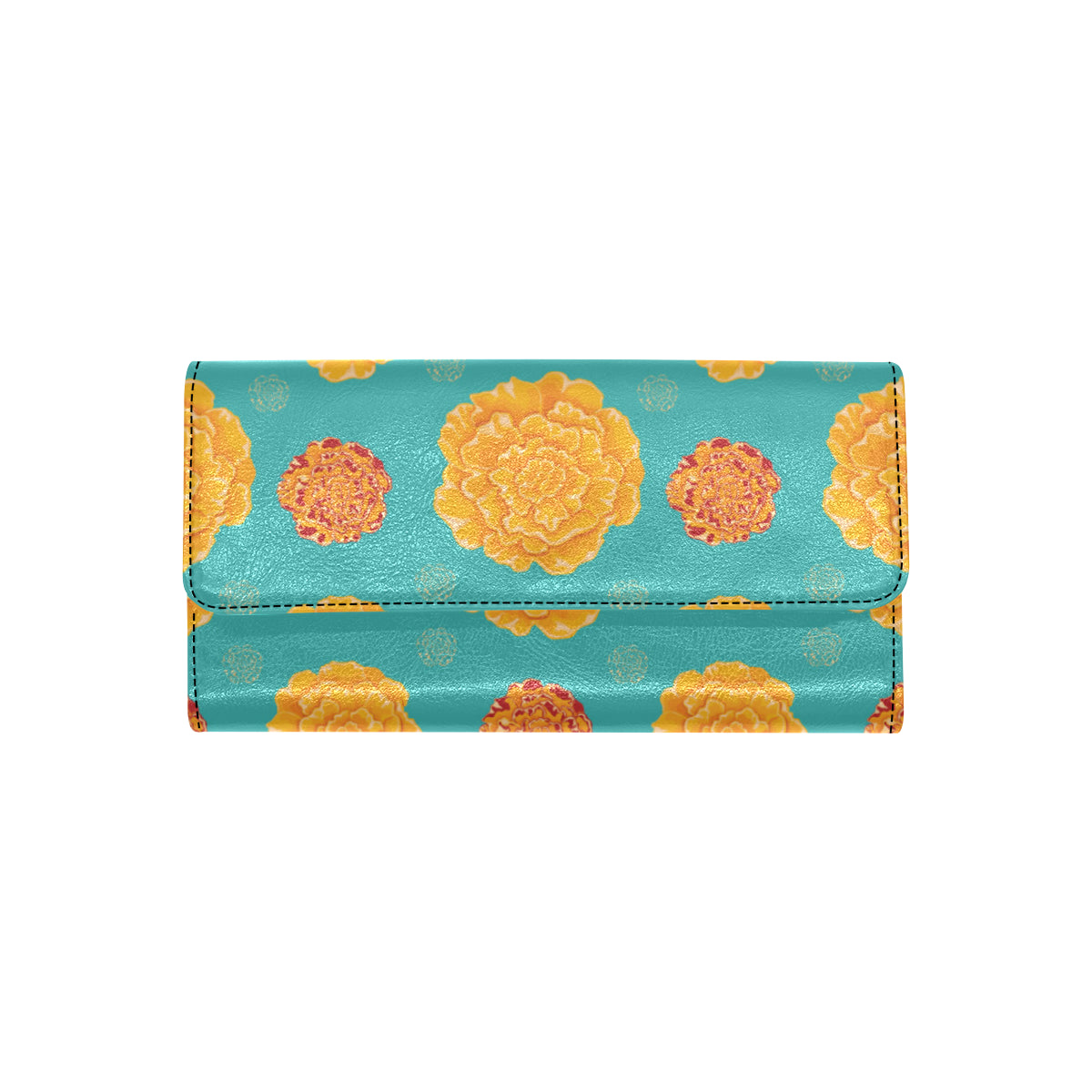 Marigold Pattern Print Design 02 Women's Trifold Wallet