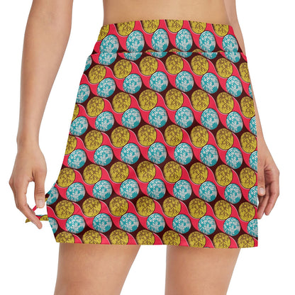 African Fashion Print Pattern 17" Golf & Pickleball Skort with Pockets