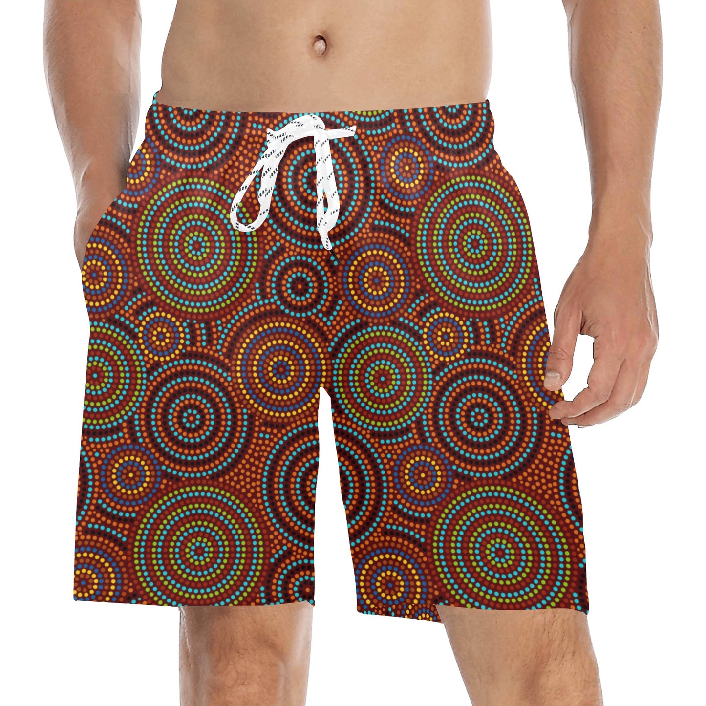 Aboriginal Print Design LKS403 Men's Swim Trunks Beach Shorts