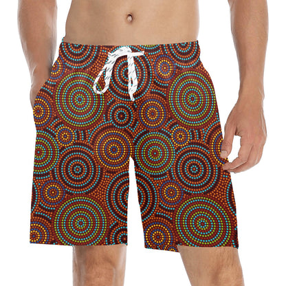 Aboriginal Print Design LKS403 Men's Swim Trunks Beach Shorts