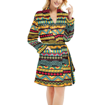 African Pattern Print Design 03 Women's Fleece Robe