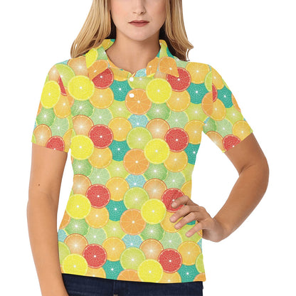 Citrus Pattern Print Design 01 Women's Polo Shirt