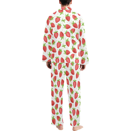 Strawberry Pattern Print Design SB07 Men's Long Pajama Set