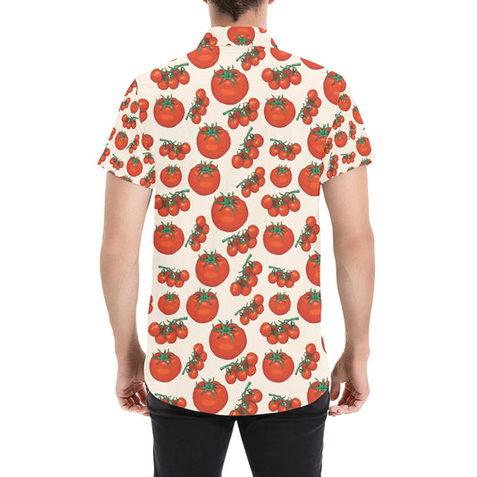 Tomato Print Design LKS302 Men Short Sleeve Button Up Shirt