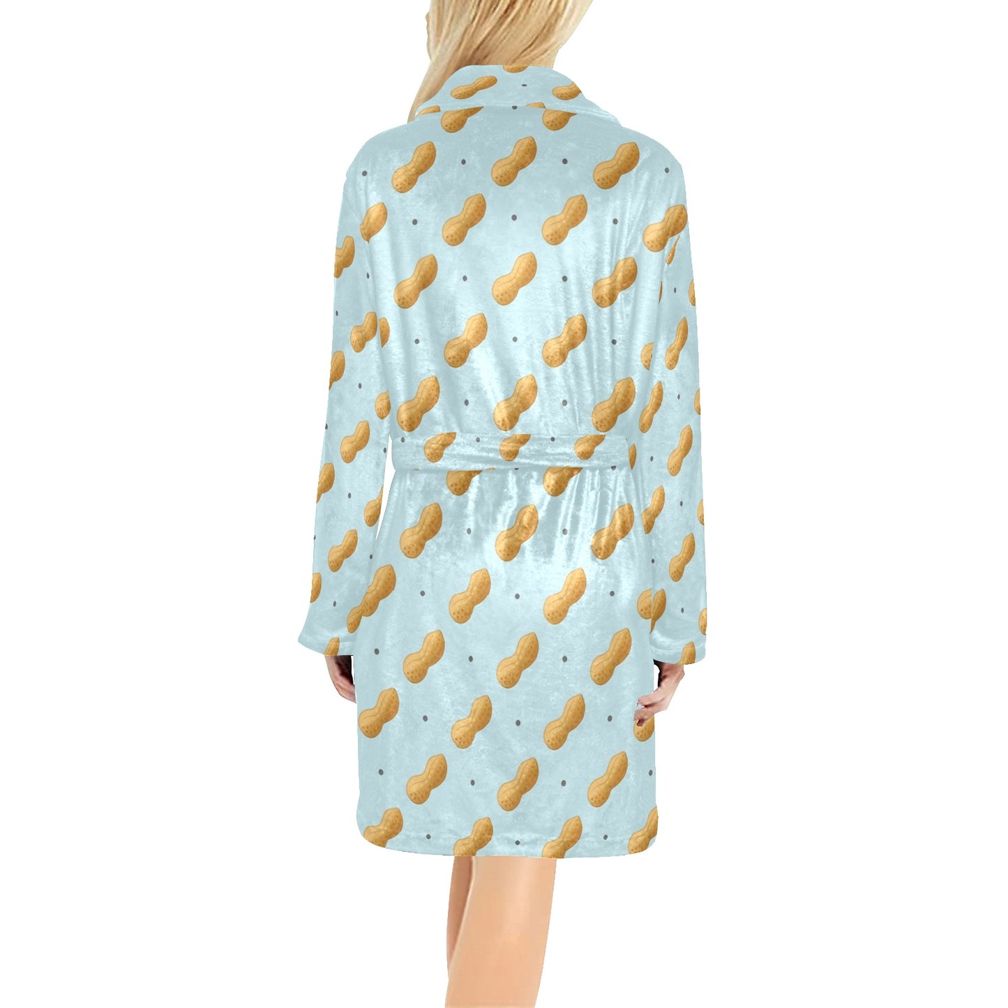 Peanut Pattern Print Design A03 Women's Fleece Robe