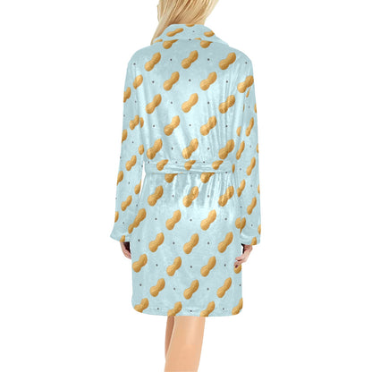 Peanut Pattern Print Design A03 Women's Fleece Robe