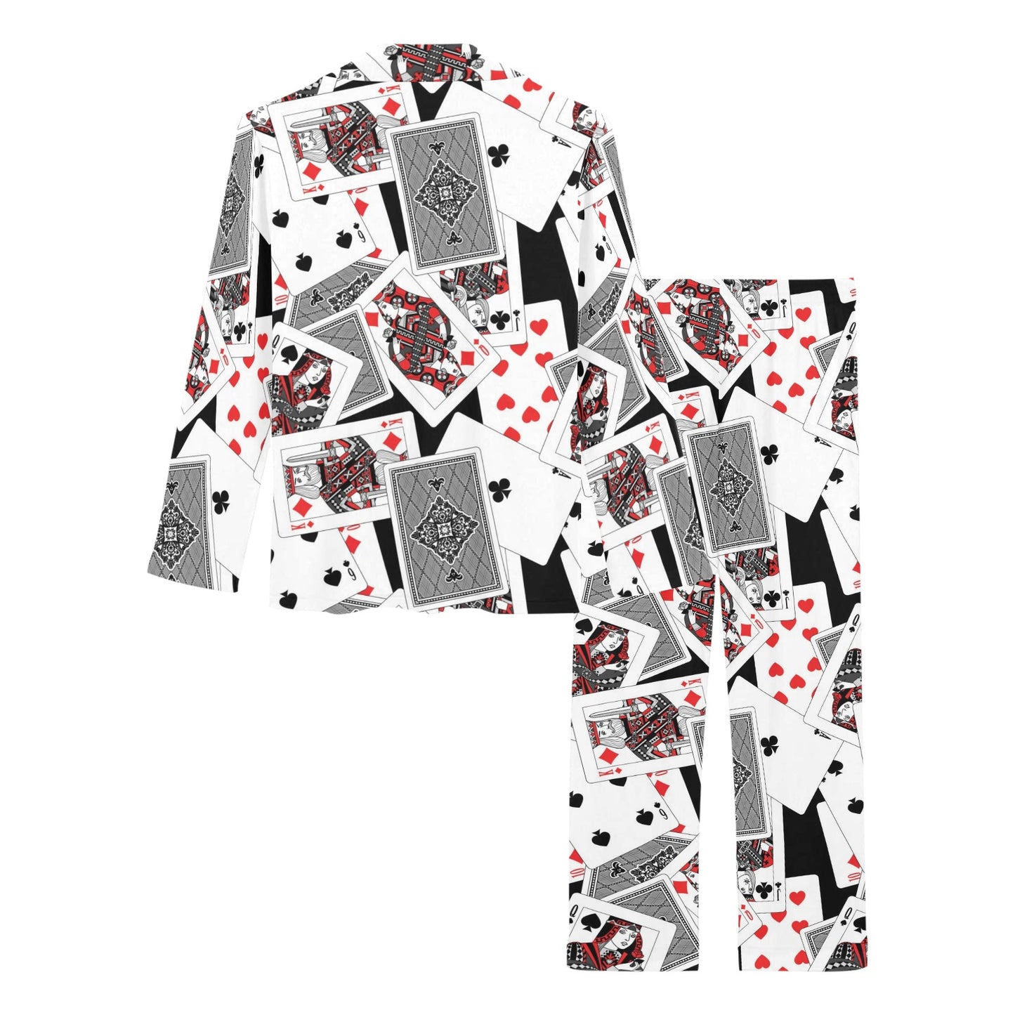 Poker Cards Pattern Print Design A04 Women's Long Pajama Set