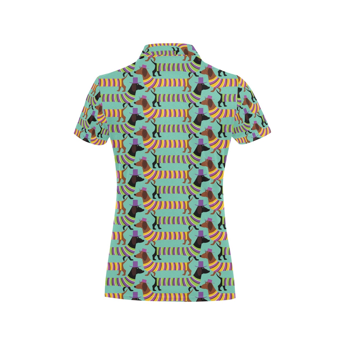 Dachshund Pattern Print Design 05 Women's Polo Shirt