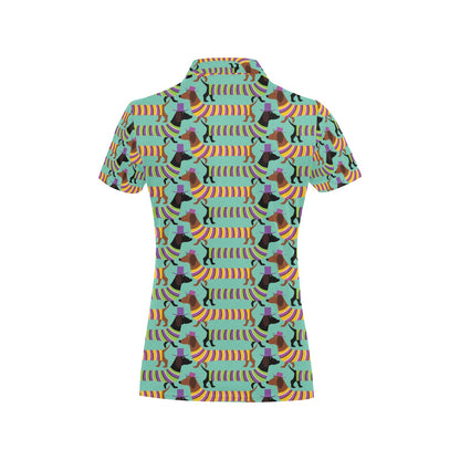 Dachshund Pattern Print Design 05 Women's Polo Shirt
