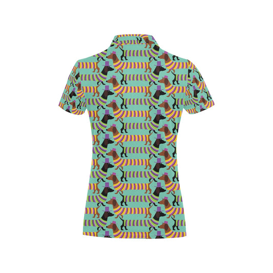 Dachshund Pattern Print Design 05 Women's Polo Shirt