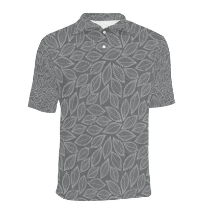Elm Leave Grey Print Pattern Men Polo Shirt