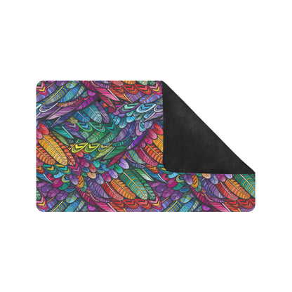Feather Multicolor Design Print Rubber Doormat
