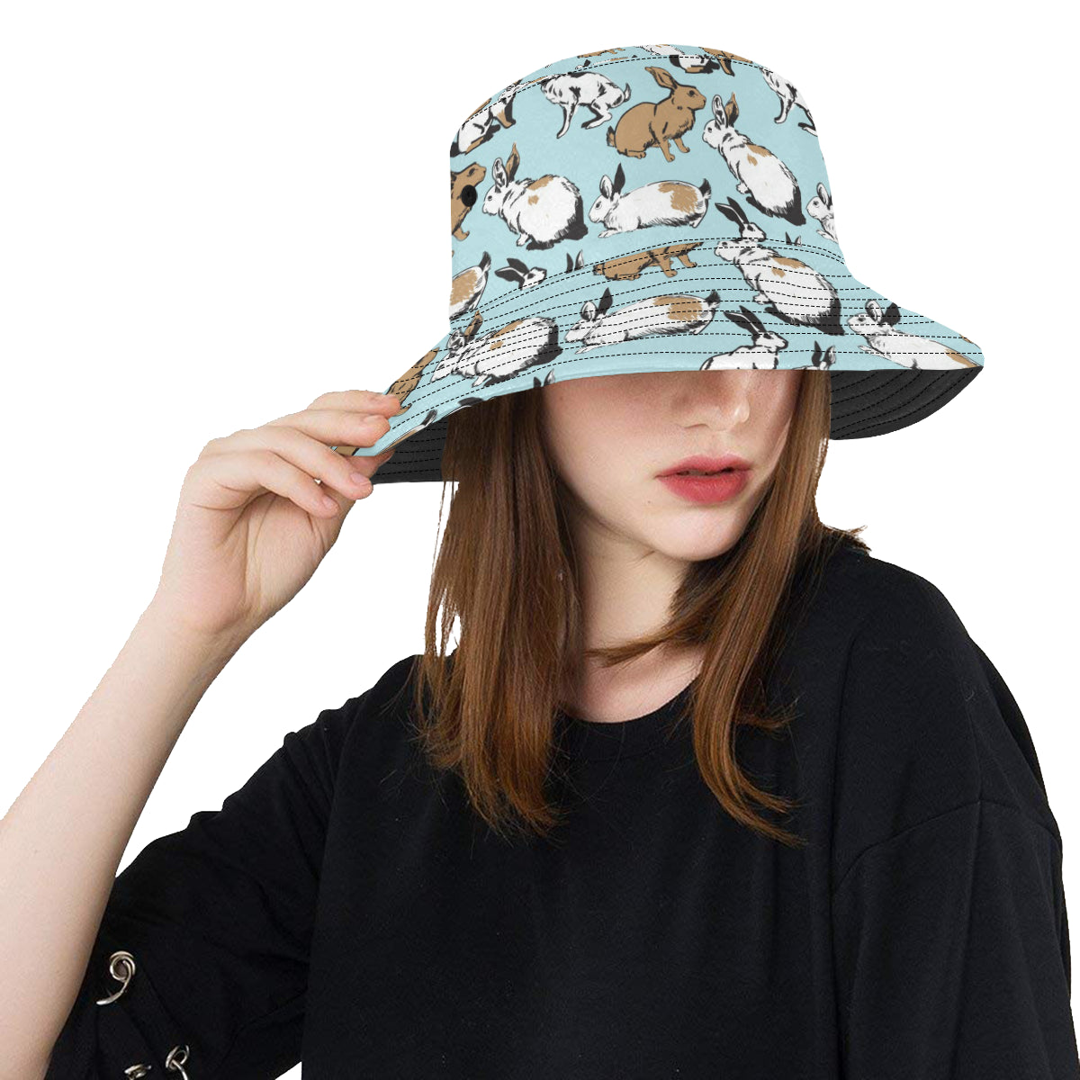 Rabbit Pattern Print Design RB018 Unisex Bucket Hat
