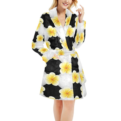 Plumeria Pattern Print Design A04 Women's Fleece Robe