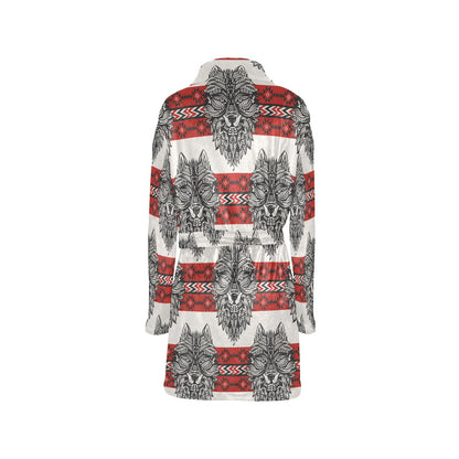 Native Indian Wolf Women's Fleece Robe