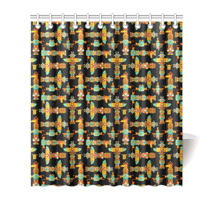 Totem Pole Cartoon Print Shower Curtain