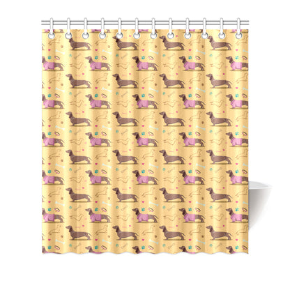 Dachshund Pattern Print Design 07 Shower Curtain
