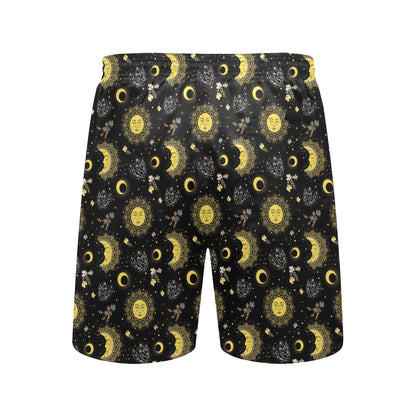 Sun Moon Print Design LKS301 Men's Swim Trunks Beach Shorts