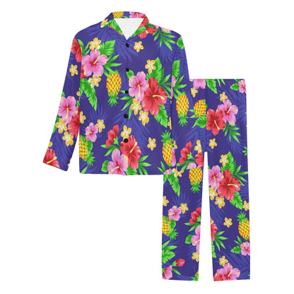 Hawaiian Themed Pattern Print Design H05 Men's Long Pajama Set