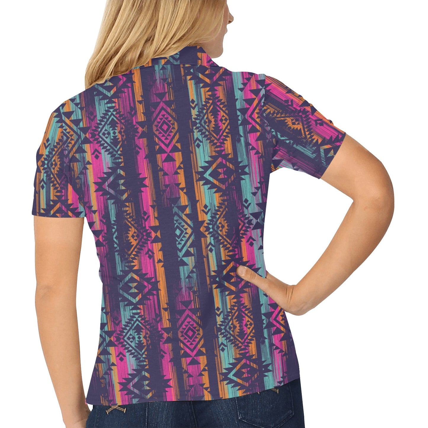 Line Tribal Aztec Women's Polo Shirt