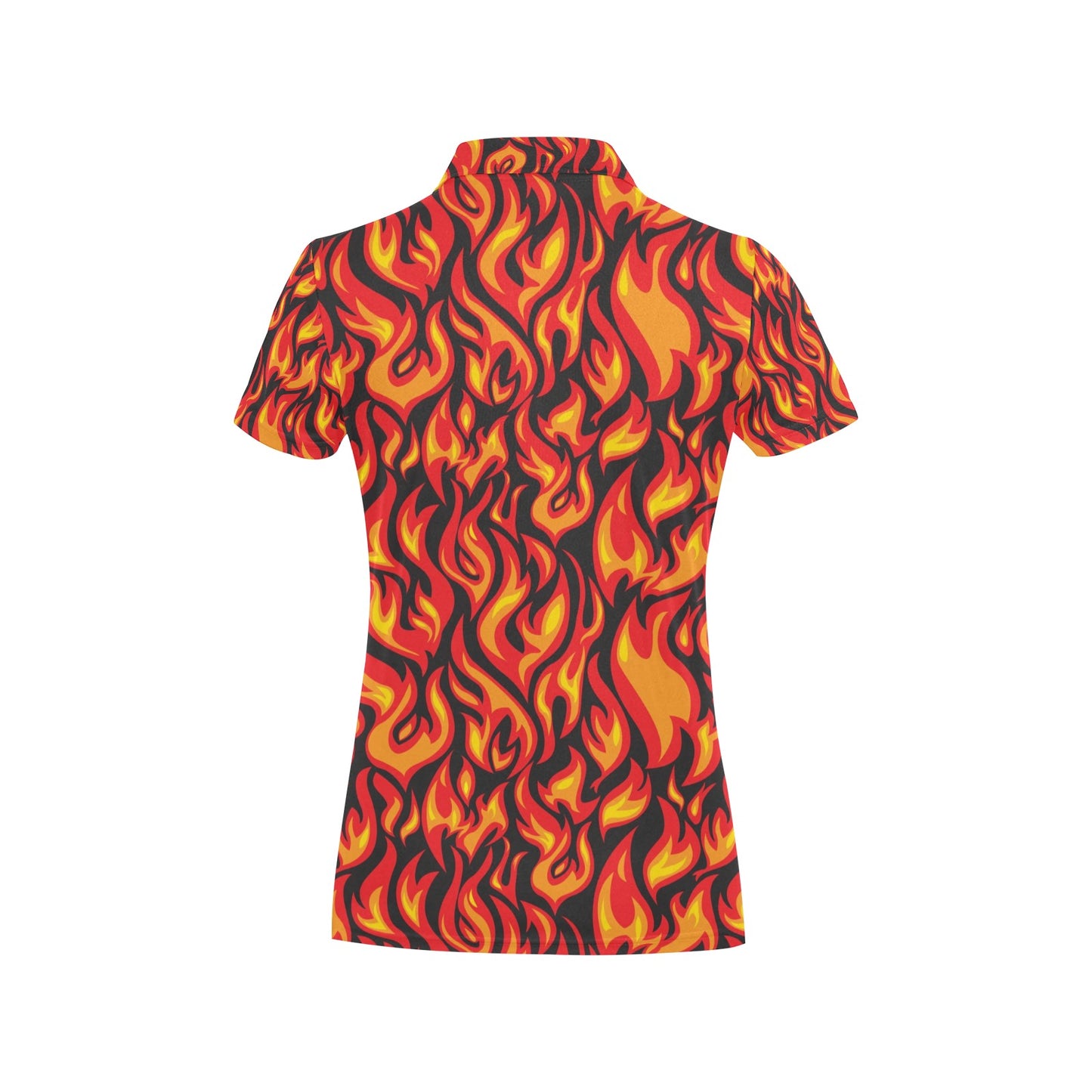 Flame Fire Print Pattern Women's Polo Shirt