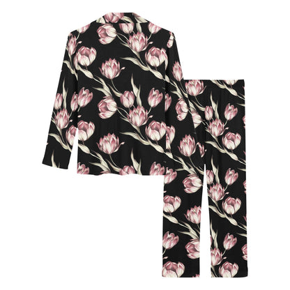 Tulip Pink Pattern Print Design TP02 Women's Long Pajama Set