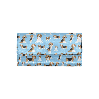 Beagle Pattern Print Design 03 Women's Trifold Wallet