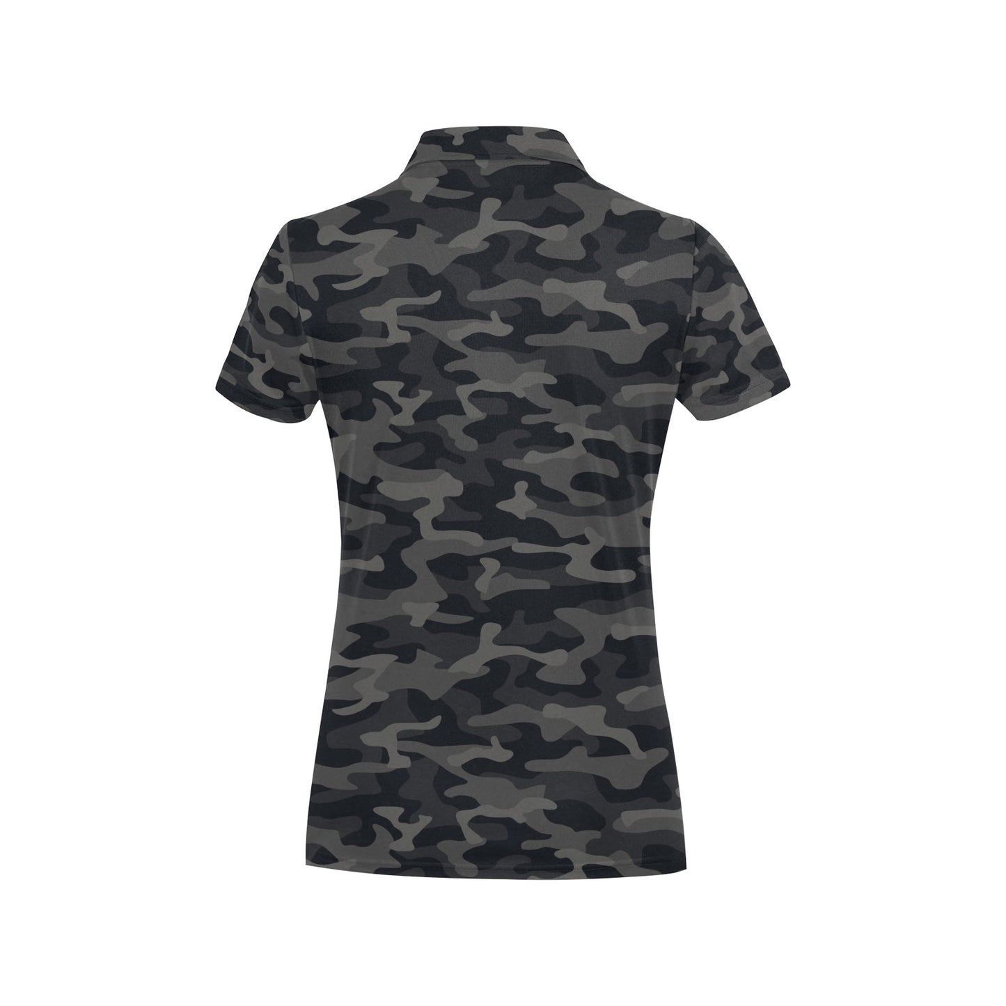 Camo Black Pattern Print Design 02 Women's Polo Shirt