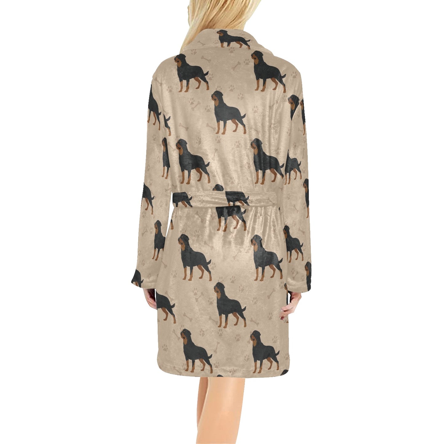 Rottweiler Pattern Print Design A01 Women's Fleece Robe