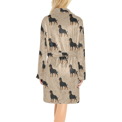 Rottweiler Pattern Print Design A01 Women's Fleece Robe