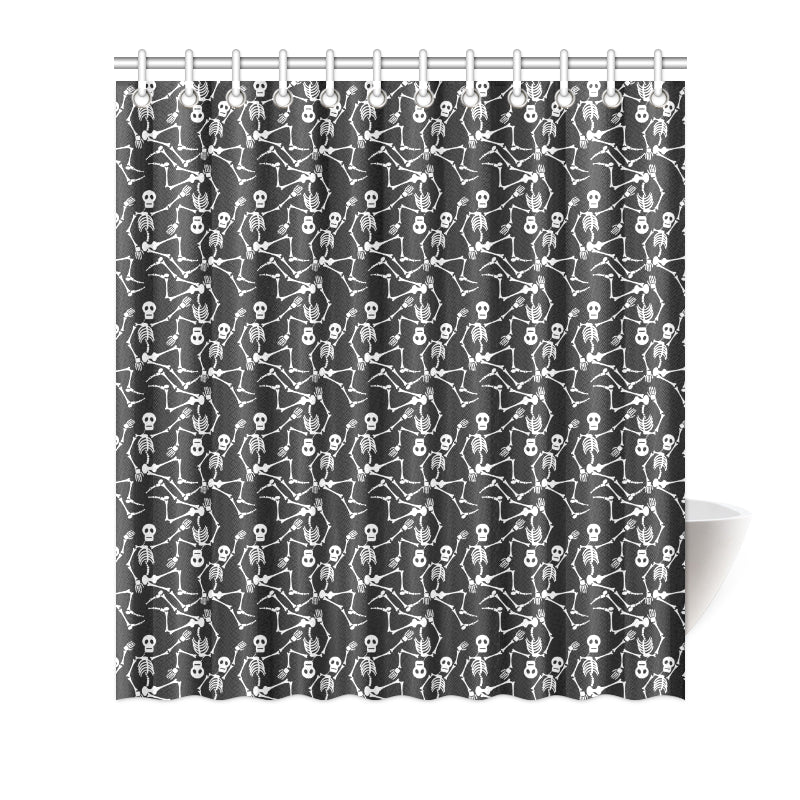 Skeleton Themed Print Shower Curtain