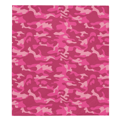 Camo Pink Pattern Print Design 01 Premium Quilt
