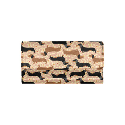 Dachshund Pattern Print Design 011 Women's Trifold Wallet