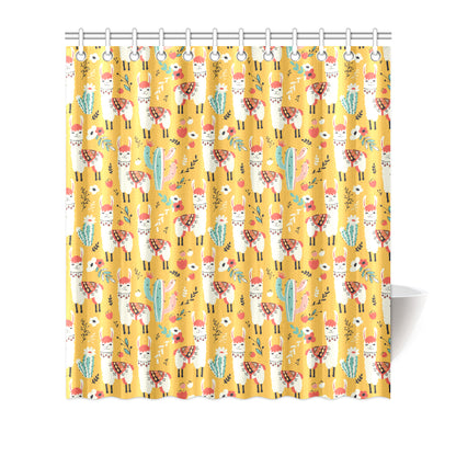 Llama Cute Themed Print Shower Curtain
