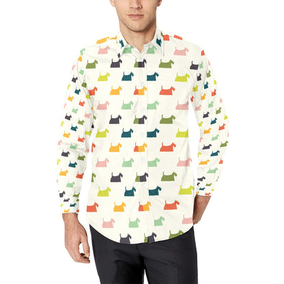 Scottish Terriers Print Design LKS305 Men's Long Sleeve Dress Shirt