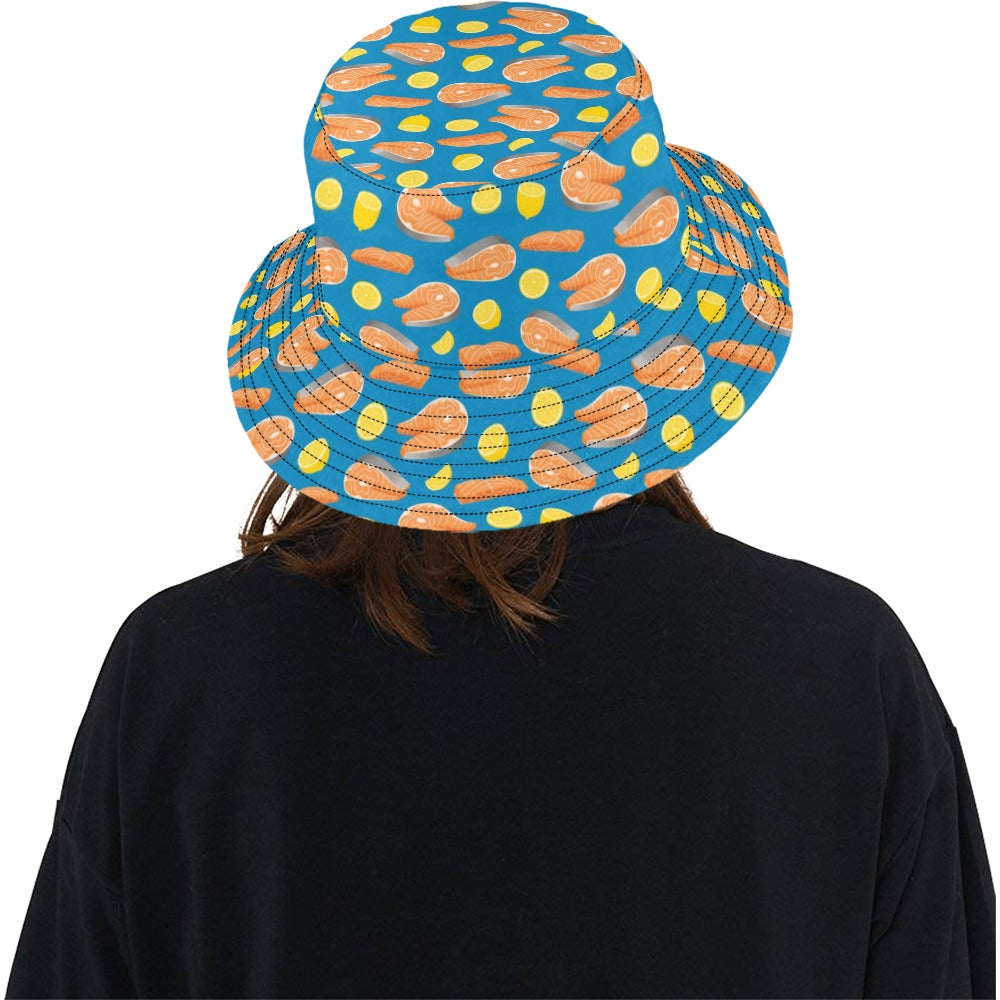 Salmon Steak With Lemon Print Design LKS308 Unisex Bucket Hat