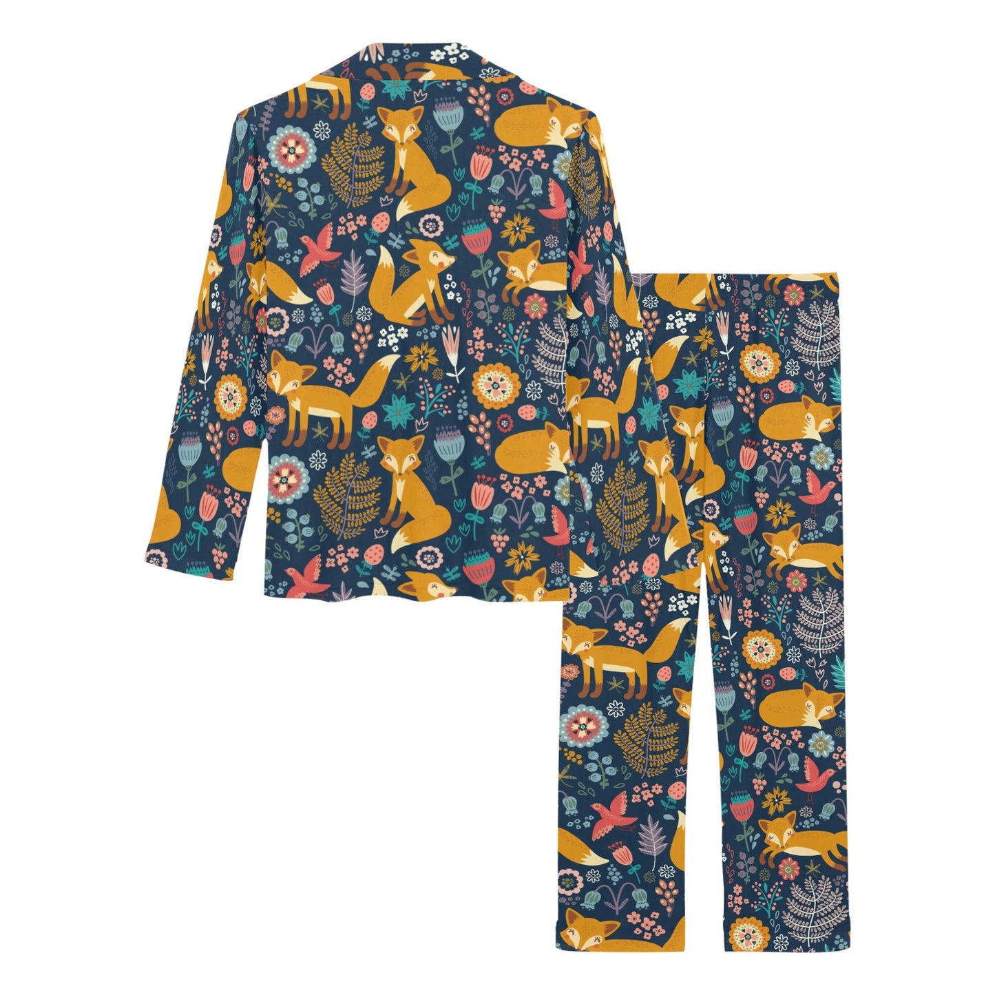 Fox Cute Jungle Print Pattern Women's Long Pajama Set