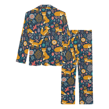 Fox Cute Jungle Print Pattern Women's Long Pajama Set
