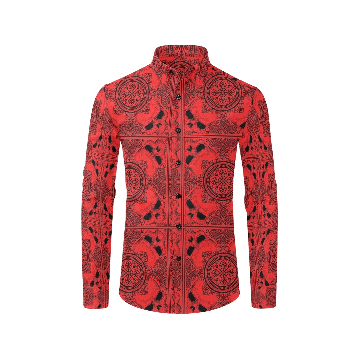 Bandana Red Print Design LKS304 Men's Long Sleeve Dress Shirt