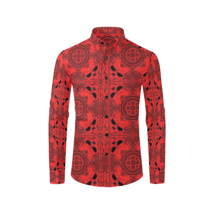 Bandana Red Print Design LKS304 Men's Long Sleeve Dress Shirt