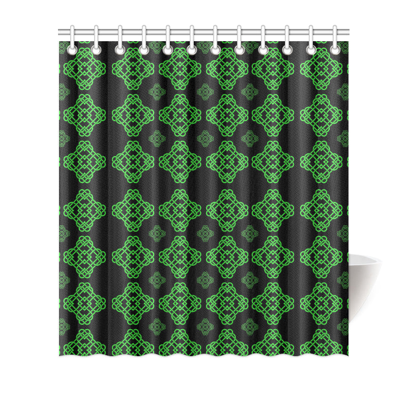 Celtic Knot Green Neon Design Shower Curtain