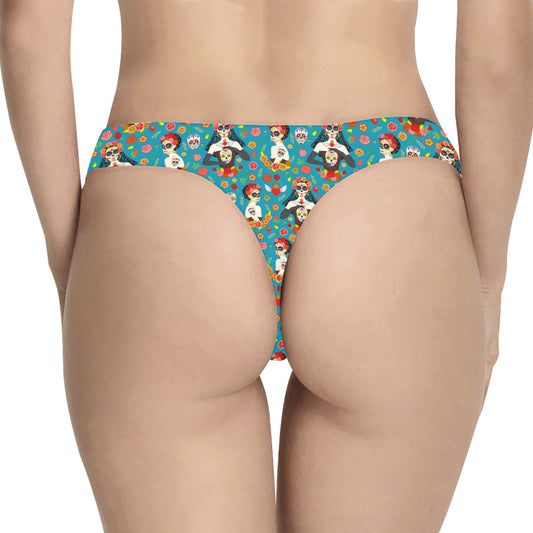 Day of the Dead Old School Girl Design Women's Thongs