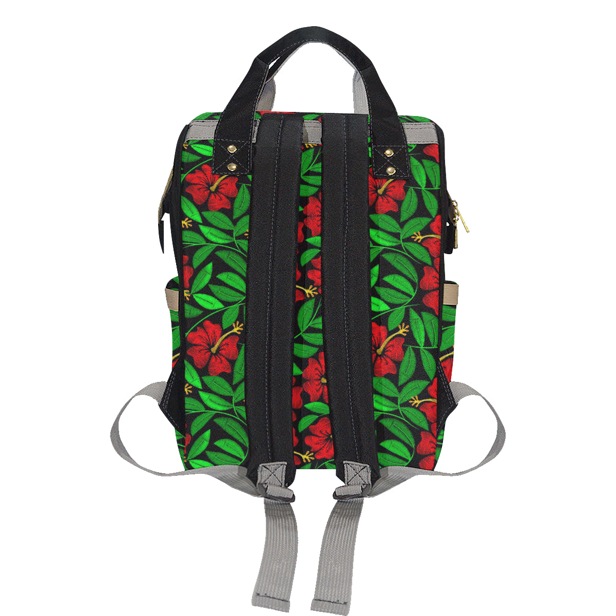 Red Hibiscus Embroidered Pattern Print Design HB03 Diaper Bag Backpack