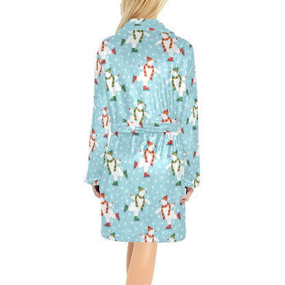 Polar Bear Pattern Print Design PB07 Women's Fleece Robe