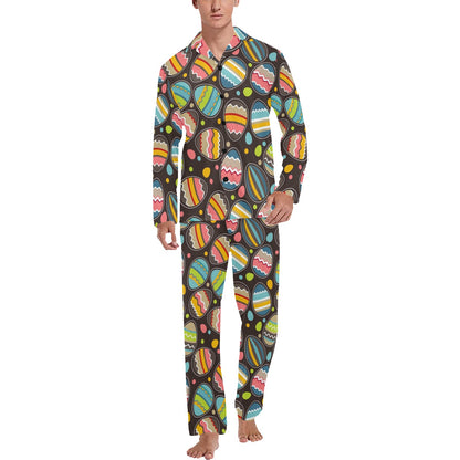 Easter Eggs Pattern Print Design RB03 Men's Long Pajama Set