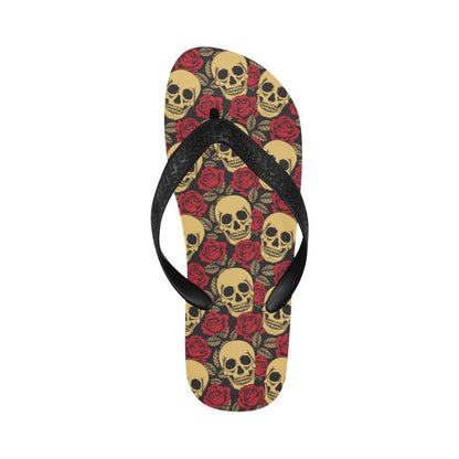 Skull And Roses Print Design LKS302 Flip Flops