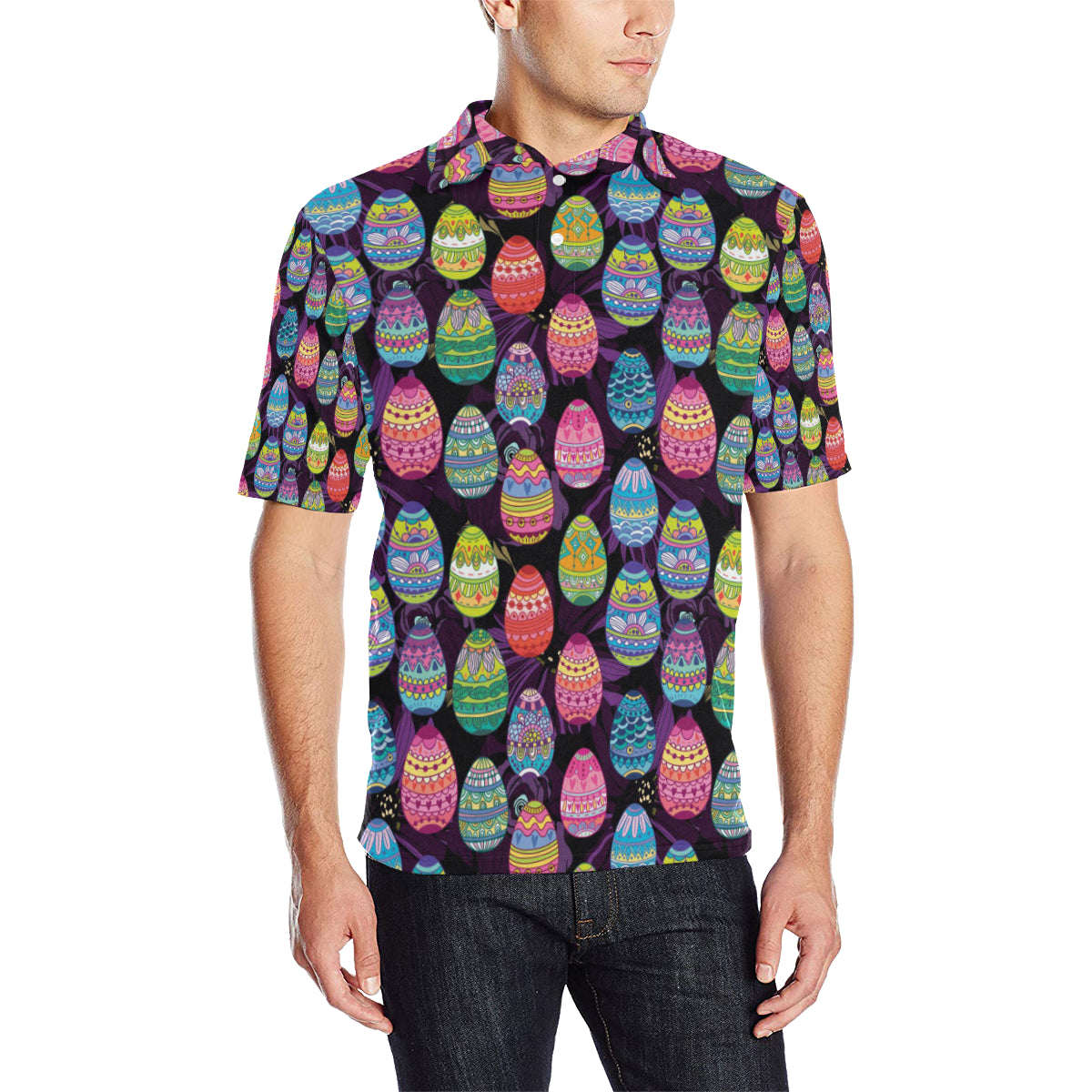 Easter Eggs Pattern Print Design RB08 Men Polo Shirt