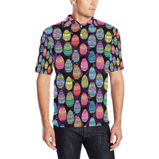 Easter Eggs Pattern Print Design RB08 Men Polo Shirt