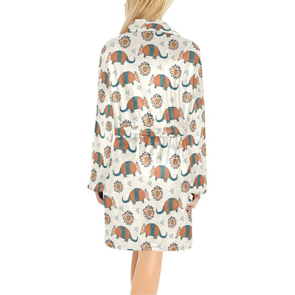 Armadillo Pattern Print Design 02 Women's Fleece Robe
